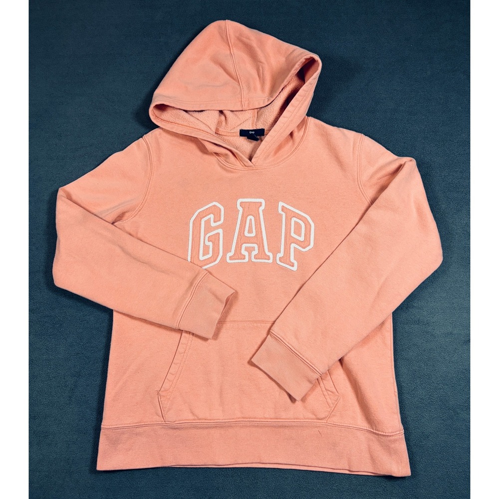 Gap Hoodie Women Size S Pink Logo Pullover Fleece Long Sleeve